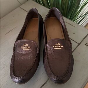 Coach Women's Metallic Brown Leather Loafers